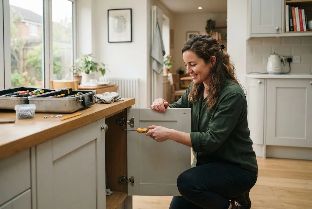 Homeowner carrying out DIY home repairs in a UK house