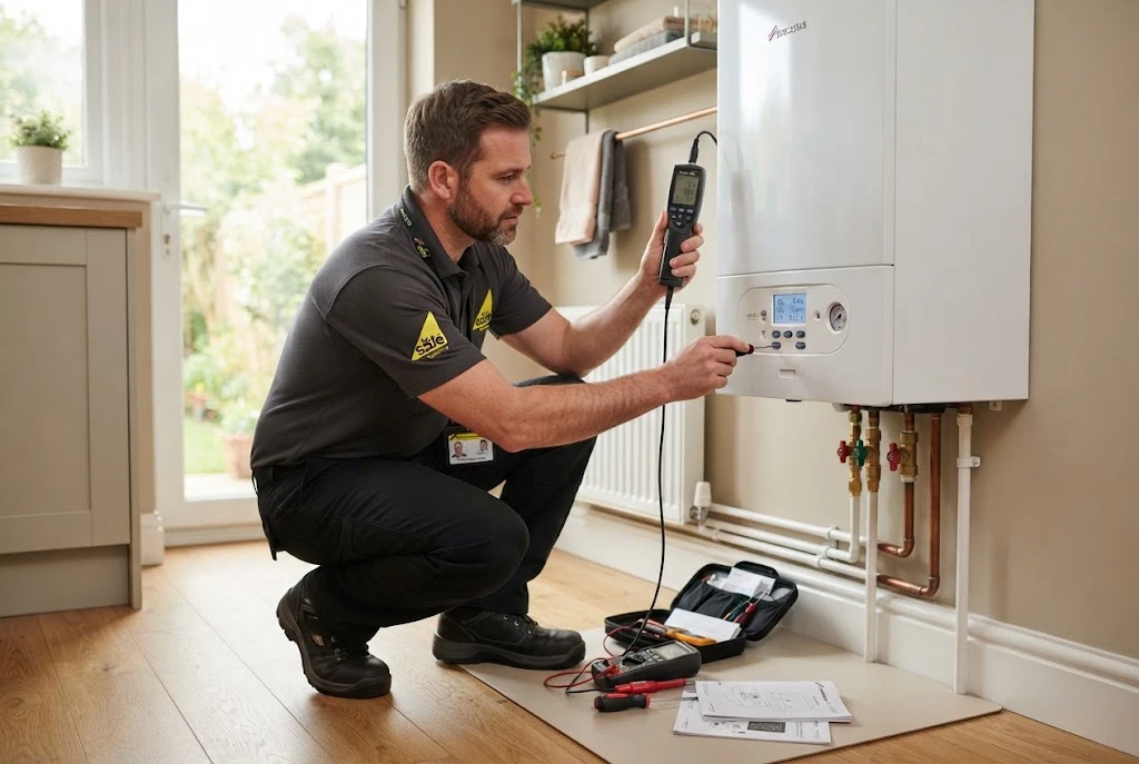 Gas appliance servicing and safety checks in a UK home